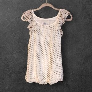 Luisa Ricci Italy Polka Dot Blouse Silk Ruffle Sleeve Bubble Hem | Small